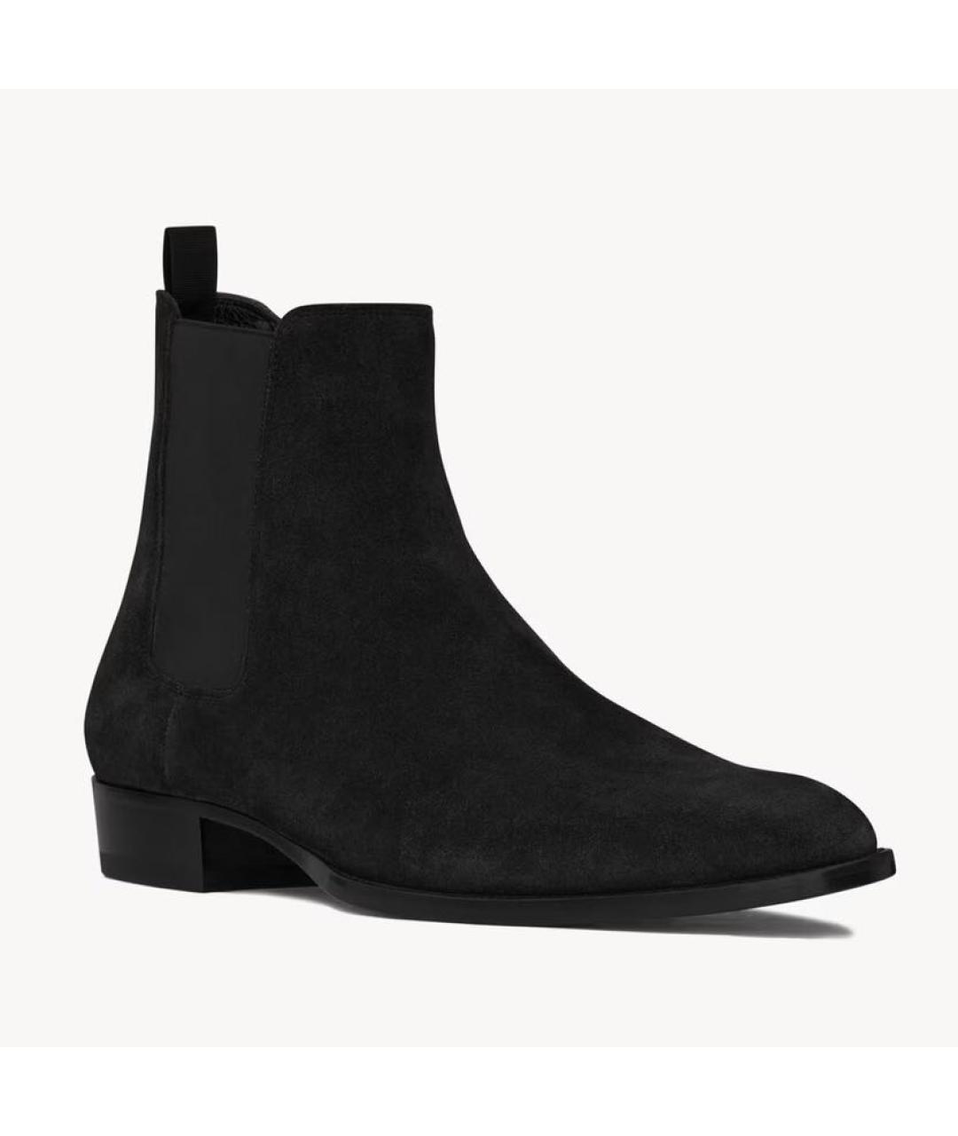 SAINT LAURENT Черные замшевые высокие ботинки, фото 3