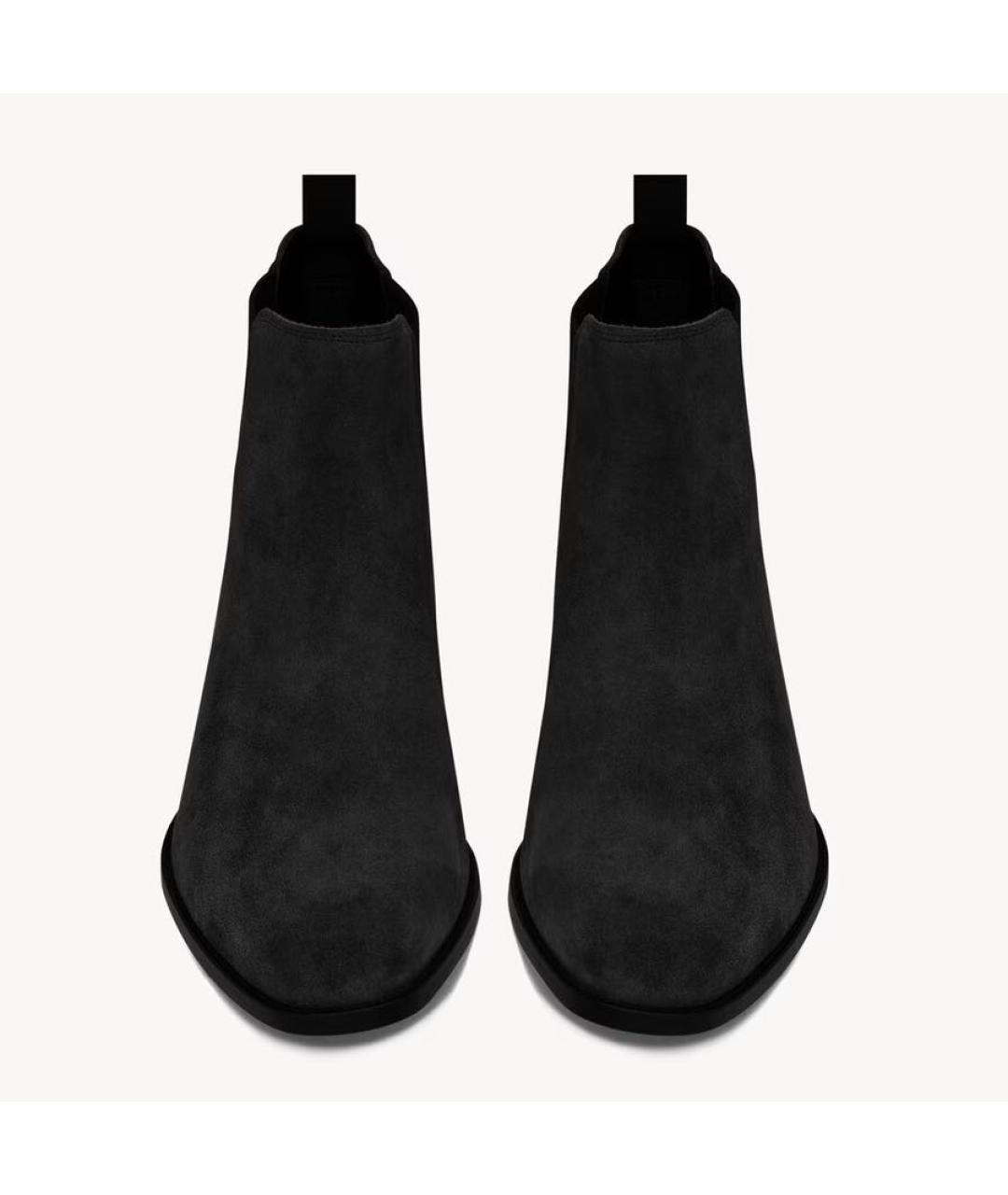 SAINT LAURENT Черные замшевые высокие ботинки, фото 2