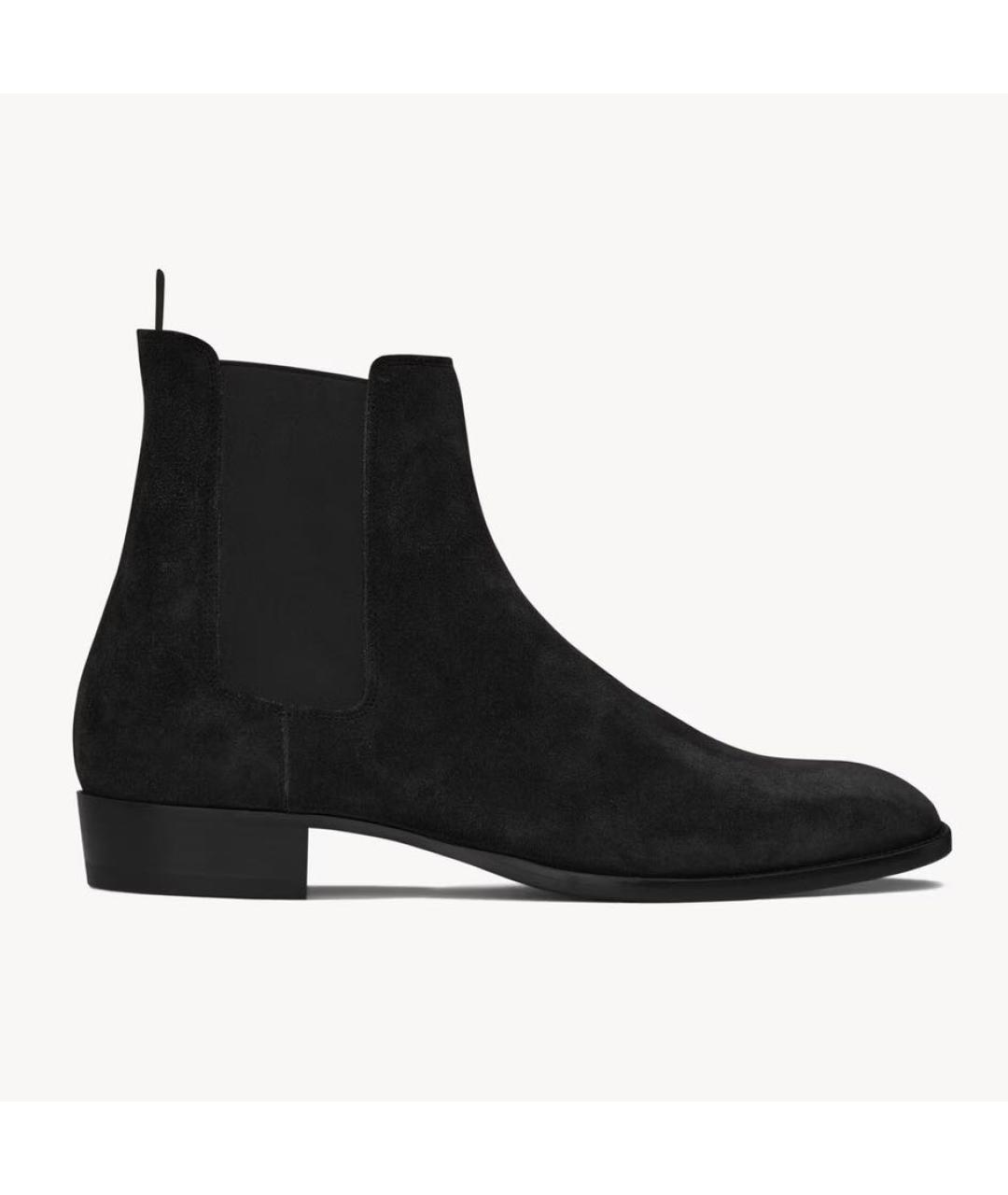 SAINT LAURENT Черные замшевые высокие ботинки, фото 4