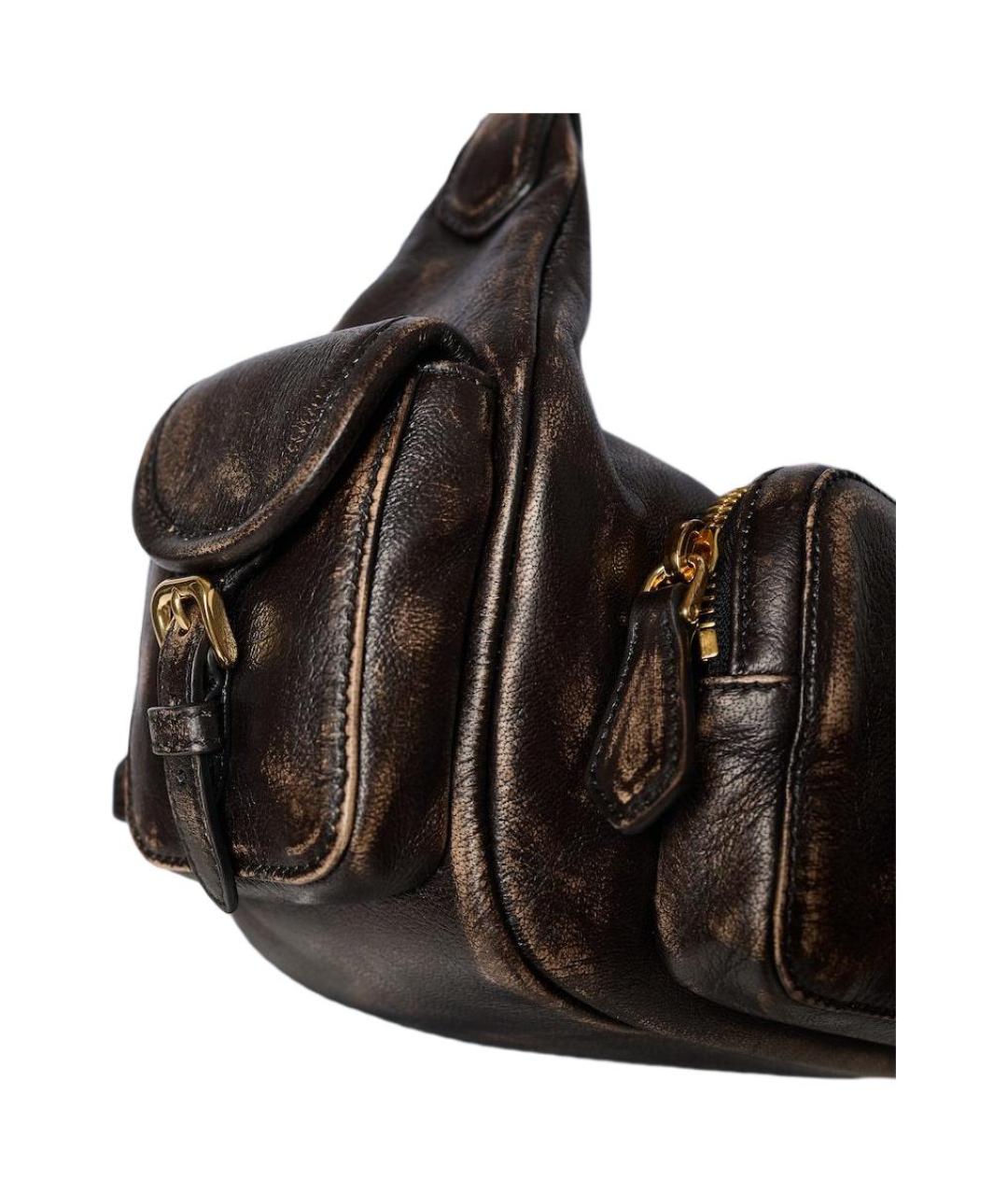 MIU MIU Коричневая кожаная сумка через плечо, фото 4