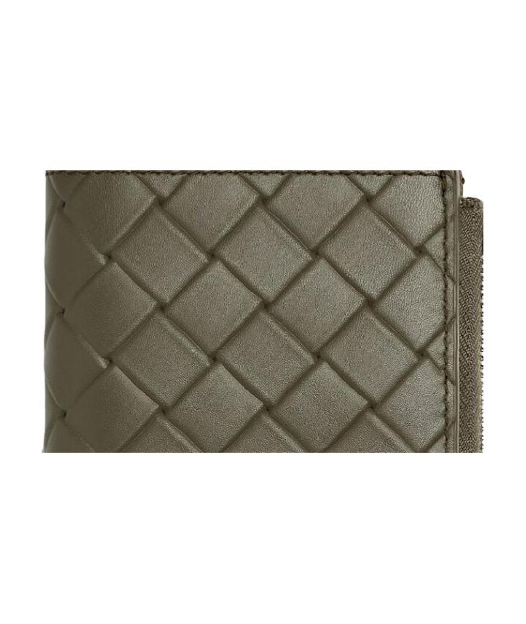 BOTTEGA VENETA Зеленый кожаный кошелек, фото 5