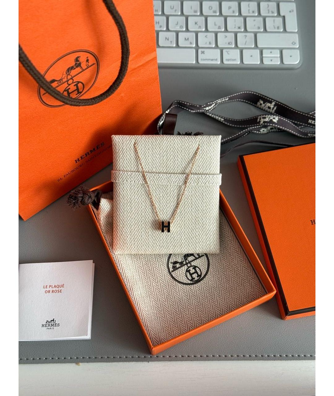 HERMES Черная металлическая подвеска, фото 2