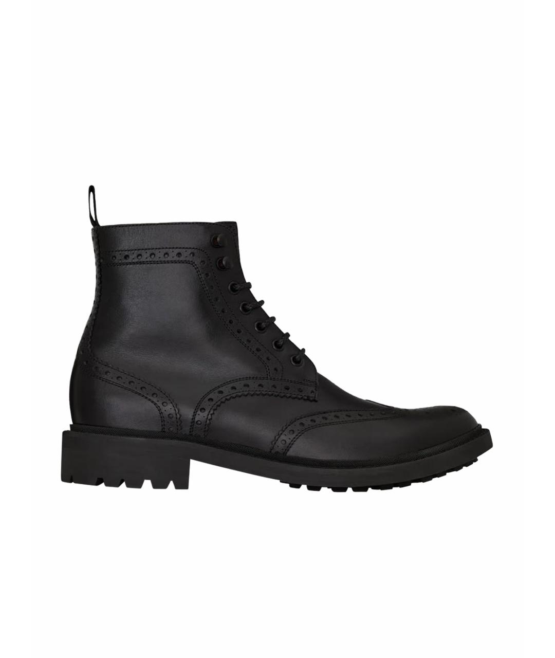 SAINT LAURENT Черные кожаные высокие ботинки, фото 1