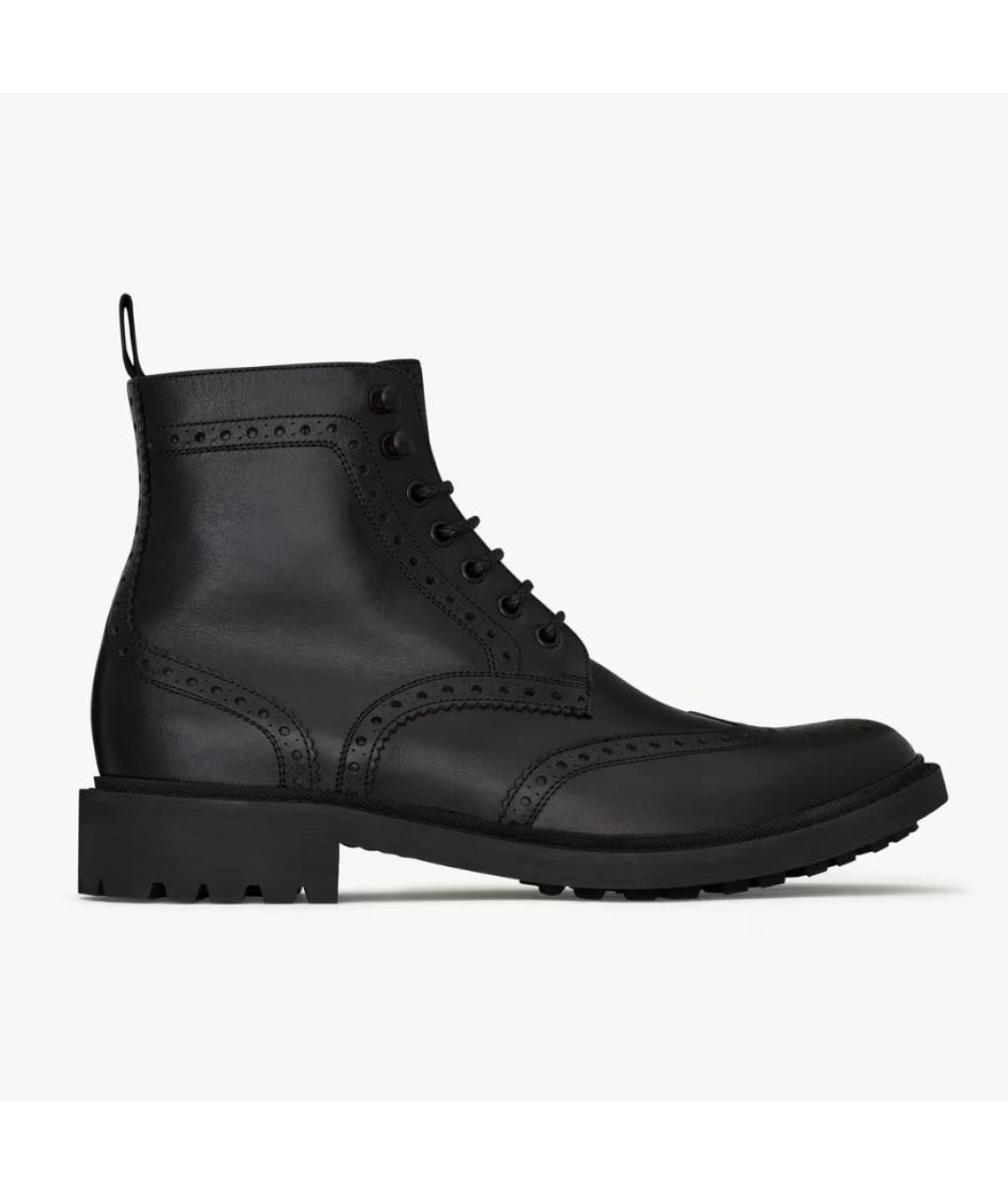 SAINT LAURENT Черные кожаные высокие ботинки, фото 4
