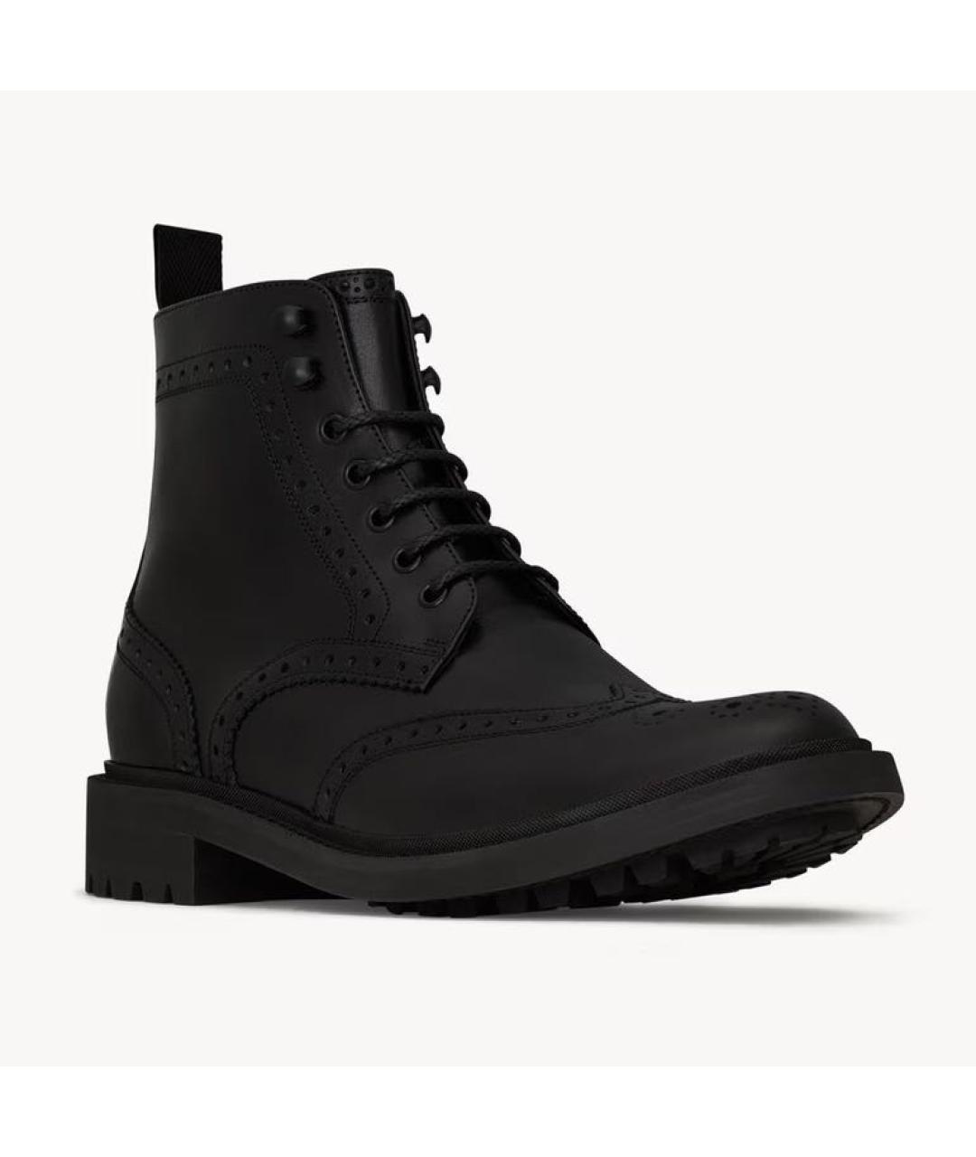 SAINT LAURENT Черные кожаные высокие ботинки, фото 3