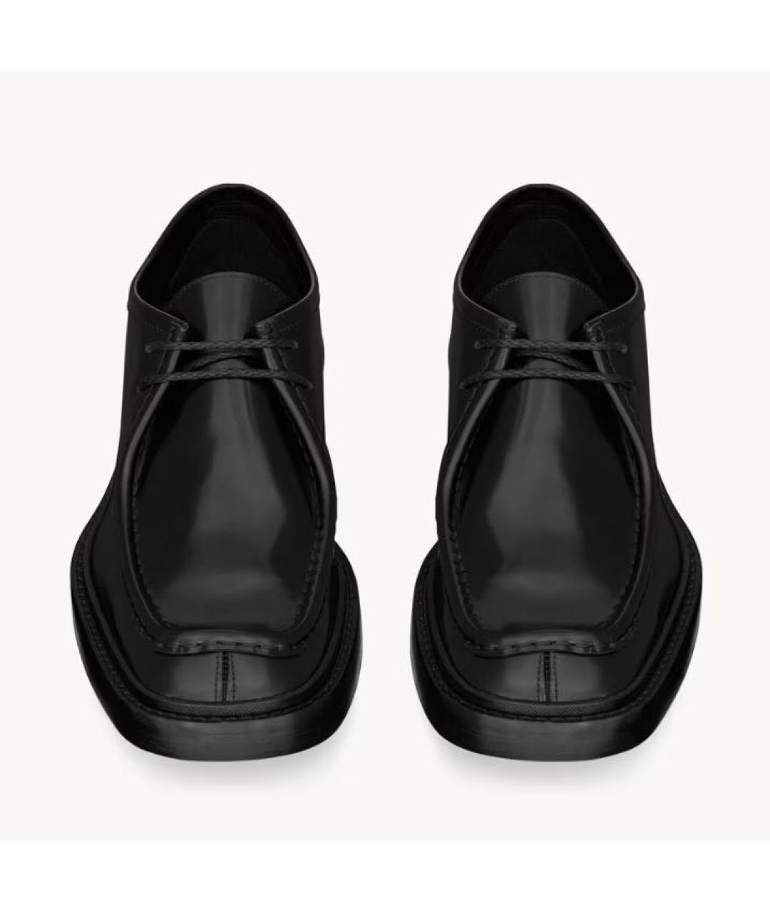 SAINT LAURENT Черные кожаные низкие ботинки, фото 2