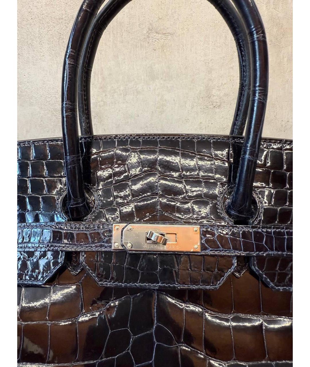 HERMES Черная кожаная сумка тоут, фото 4