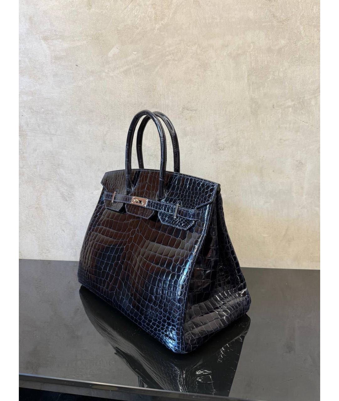 HERMES Черная кожаная сумка тоут, фото 3