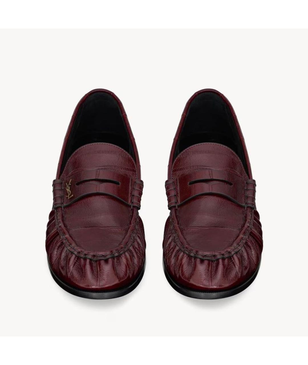 SAINT LAURENT Бордовые мокасины из экзотической кожи, фото 2