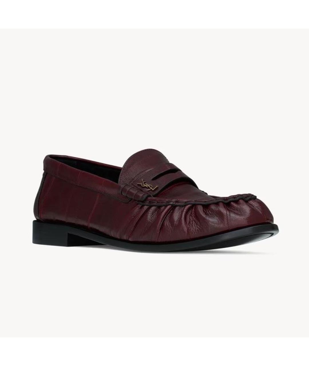 SAINT LAURENT Бордовые мокасины из экзотической кожи, фото 3