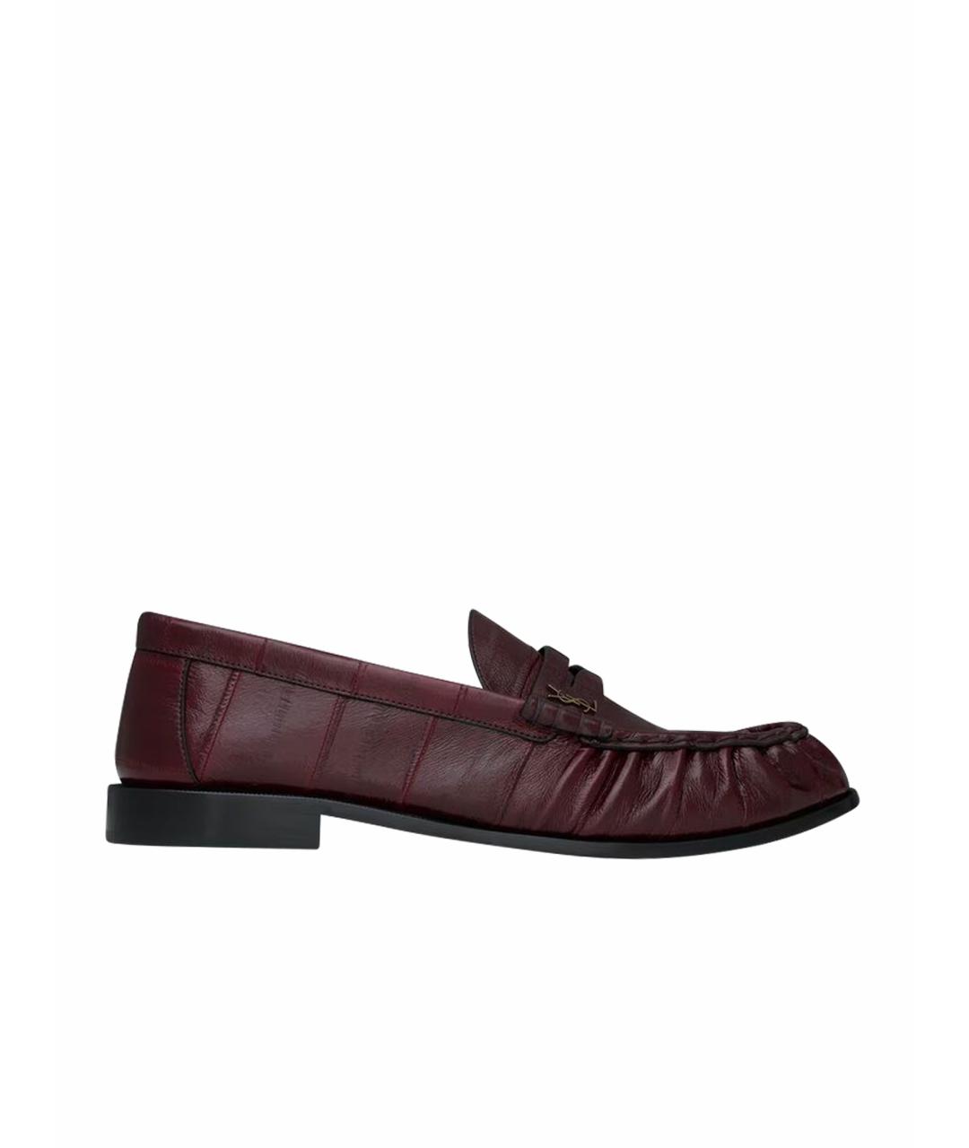SAINT LAURENT Бордовые мокасины из экзотической кожи, фото 1