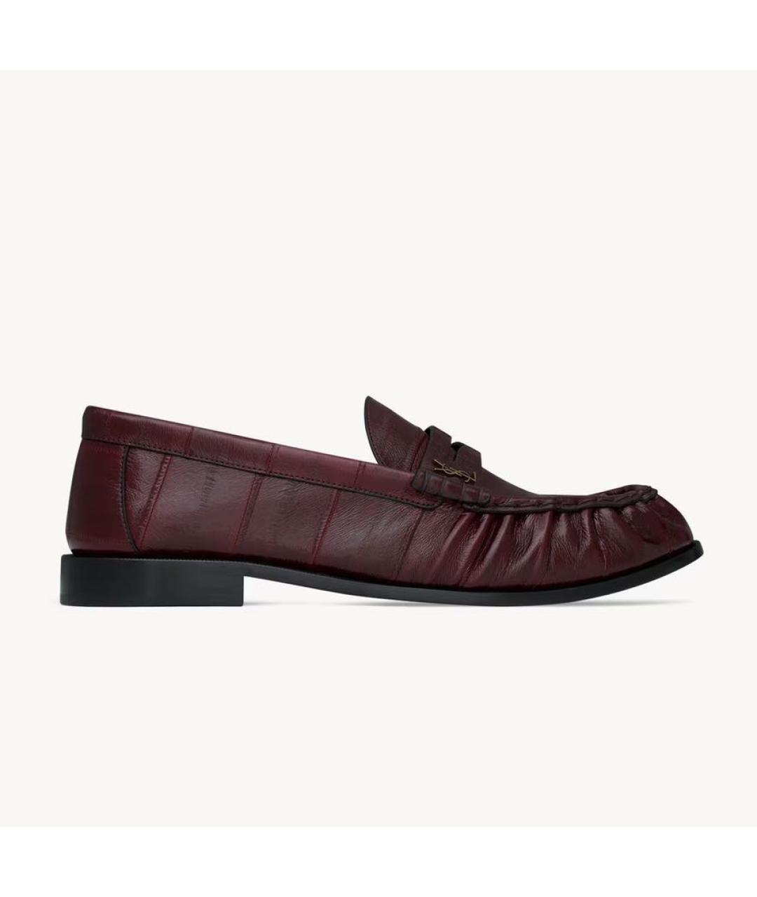 SAINT LAURENT Бордовые мокасины из экзотической кожи, фото 4