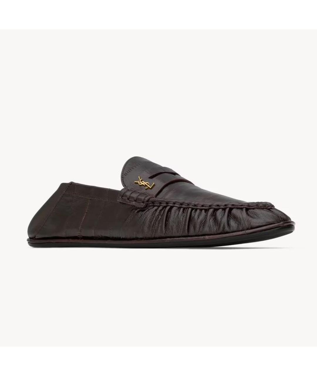 SAINT LAURENT Коричневые мокасины из экзотической кожи, фото 4