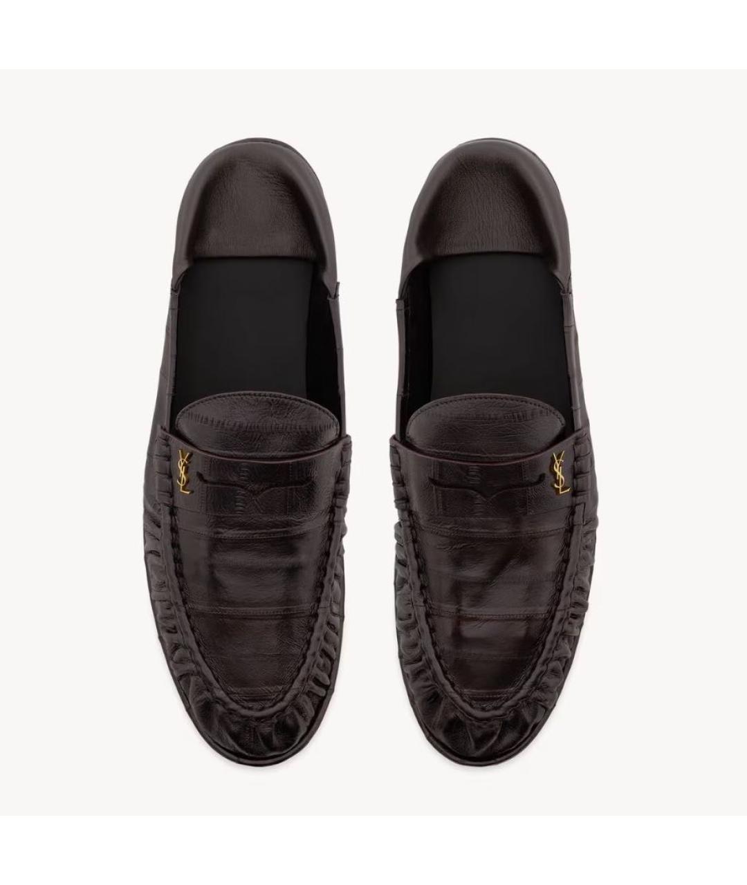 SAINT LAURENT Коричневые мокасины из экзотической кожи, фото 3