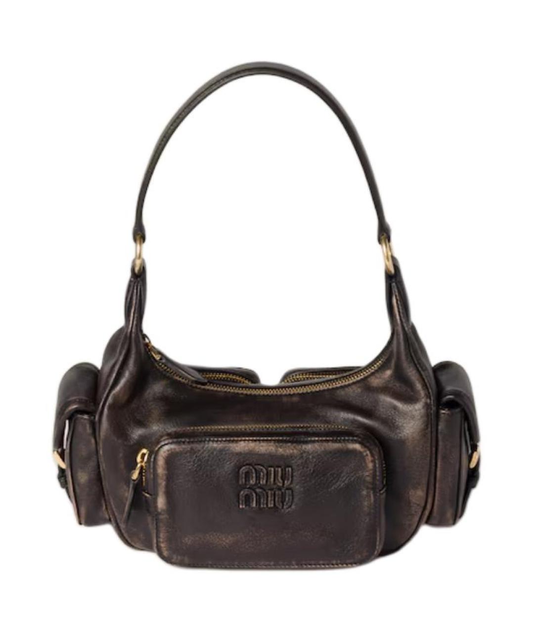 MIU MIU Коричневая кожаная сумка через плечо, фото 1