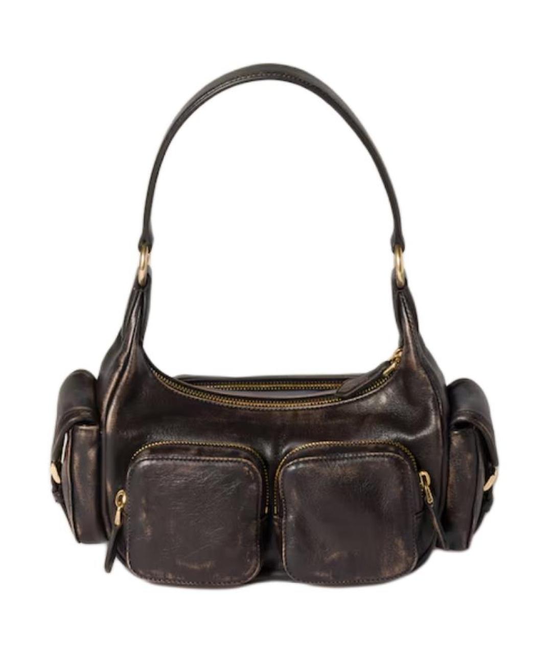 MIU MIU Коричневая кожаная сумка через плечо, фото 4