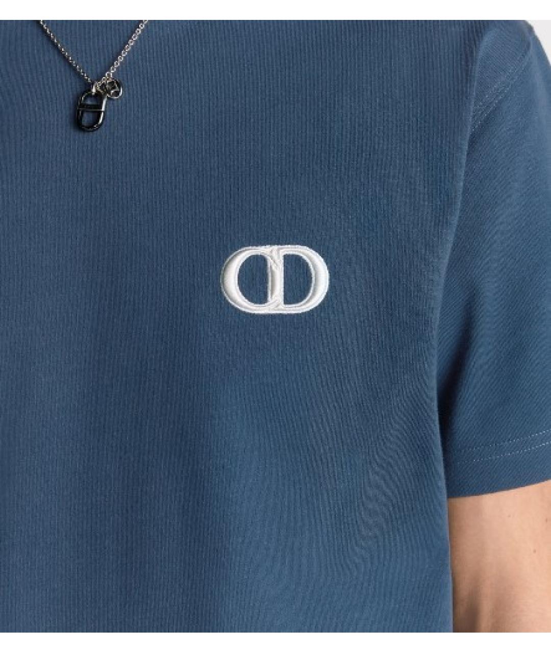 CHRISTIAN DIOR Синяя хлопковая футболка, фото 5