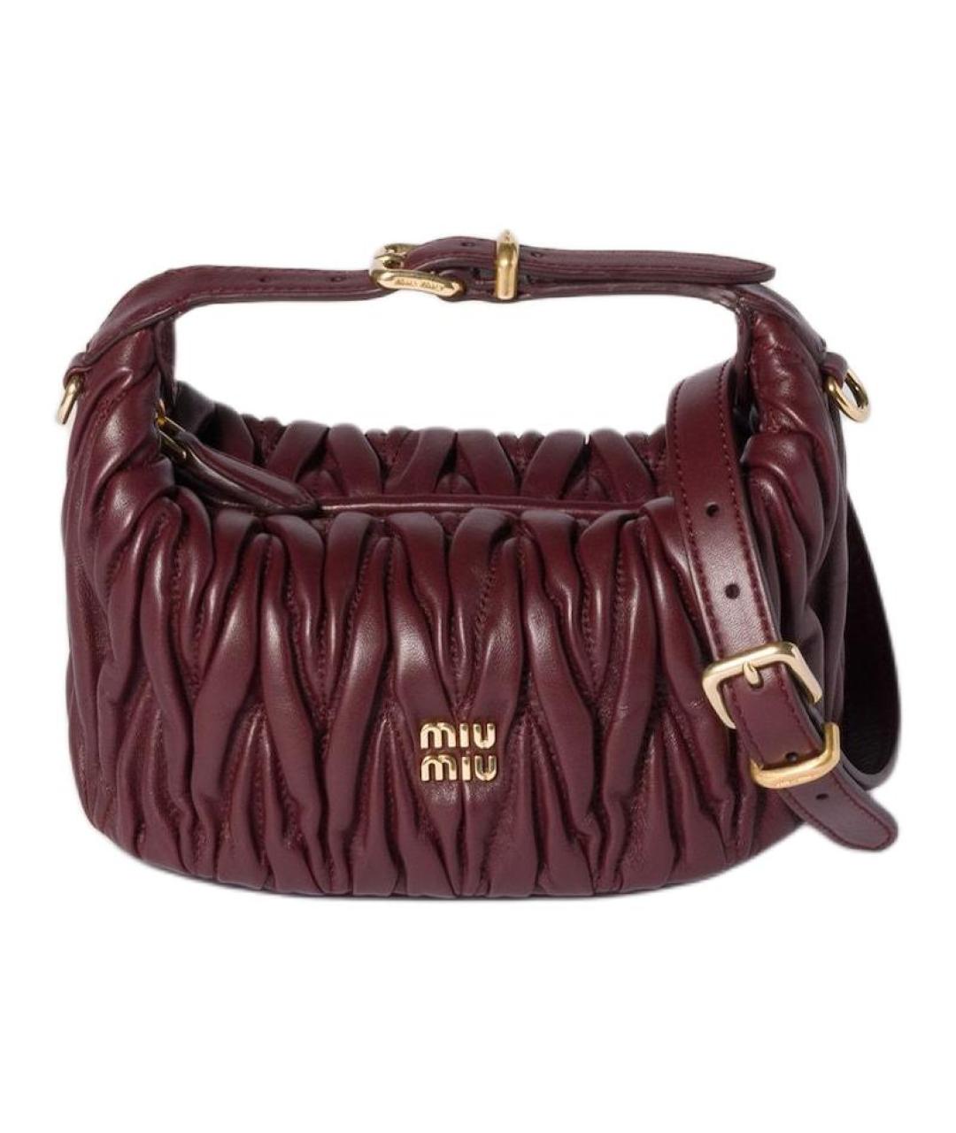 MIU MIU Бордовая кожаная сумка через плечо, фото 1