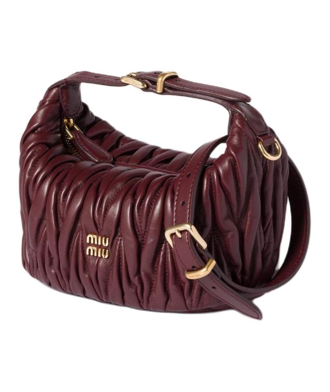 MIU MIU Бордовая кожаная сумка через плечо, фото 2