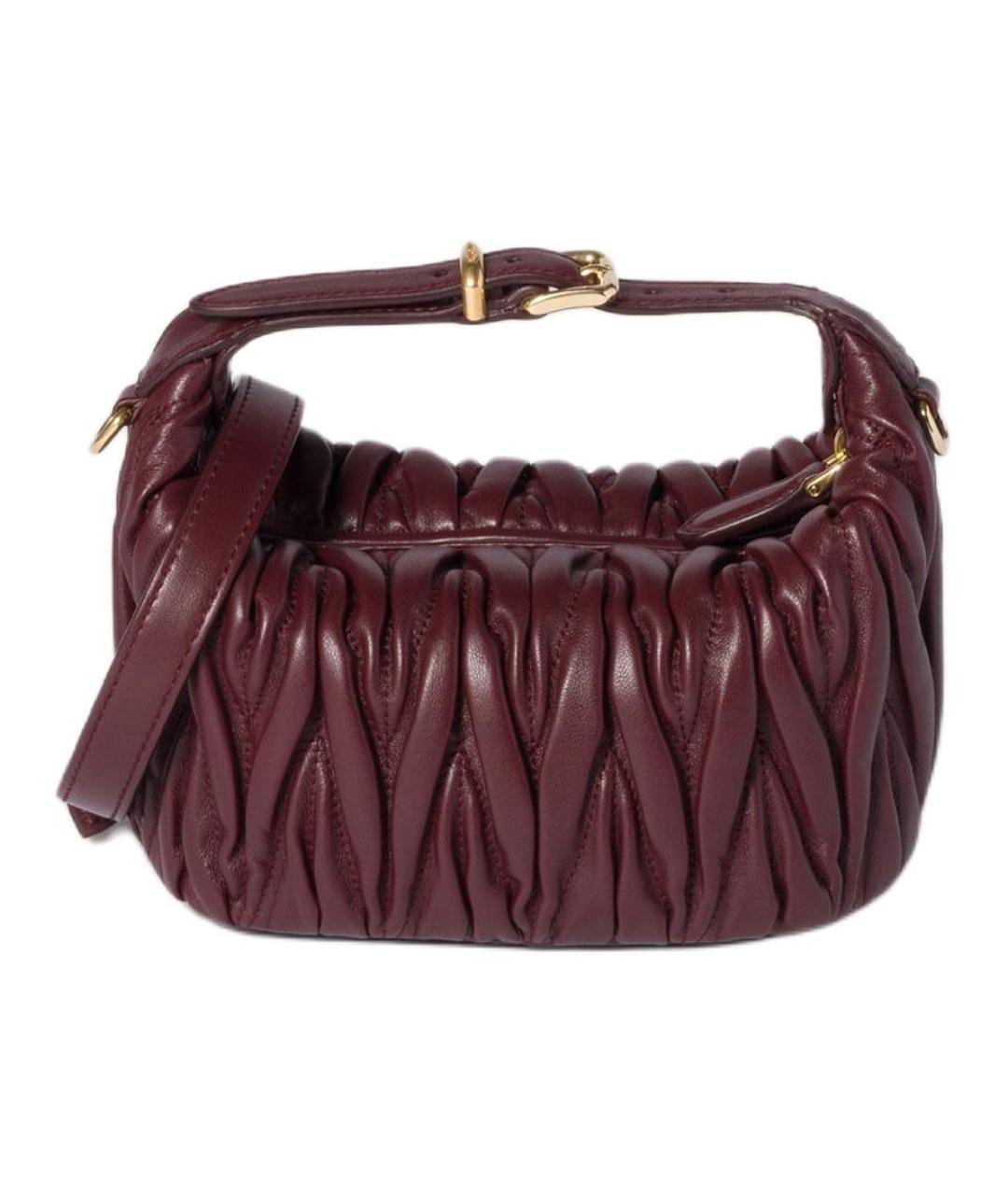 MIU MIU Бордовая кожаная сумка через плечо, фото 3