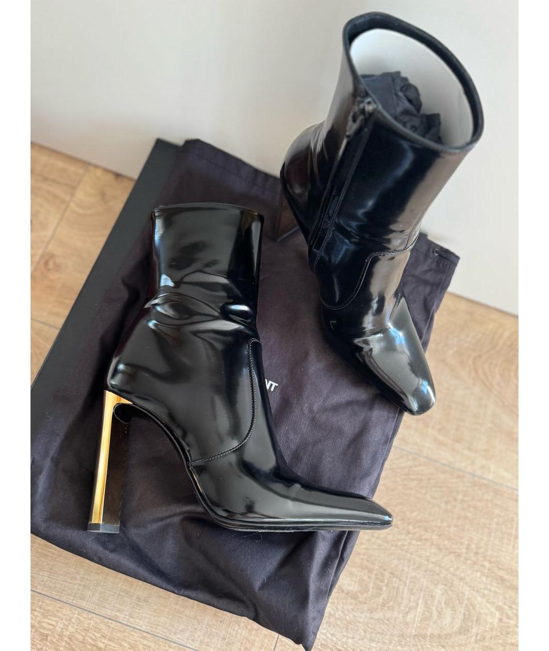 SAINT LAURENT Черные кожаные сапоги, фото 2