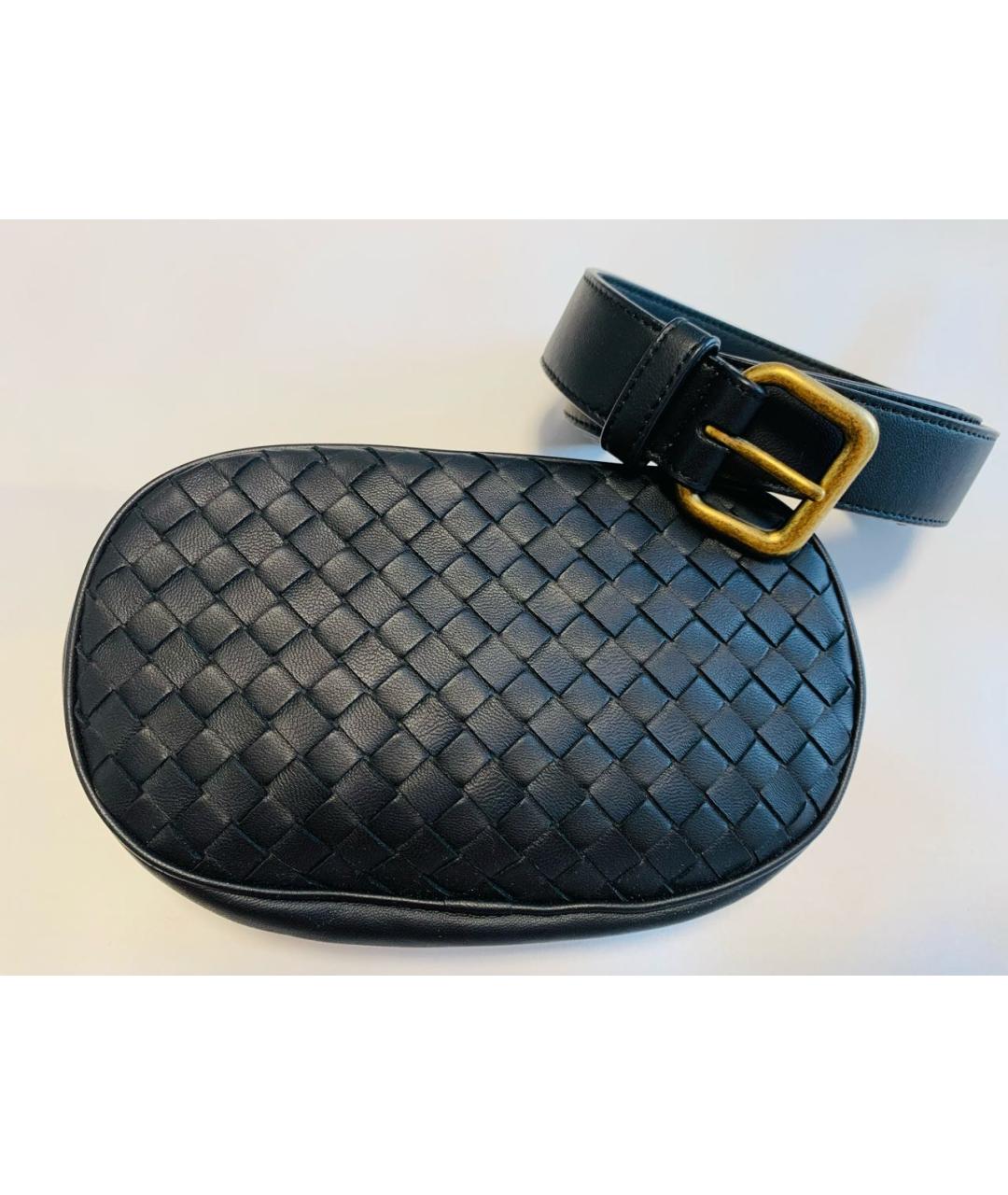 BOTTEGA VENETA Черная кожаная поясная сумка, фото 7