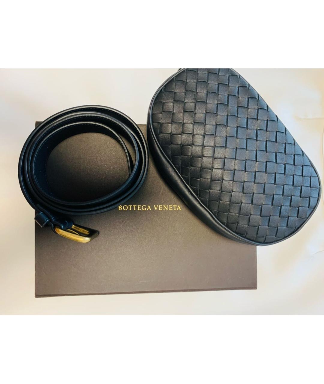 BOTTEGA VENETA Черная кожаная поясная сумка, фото 4