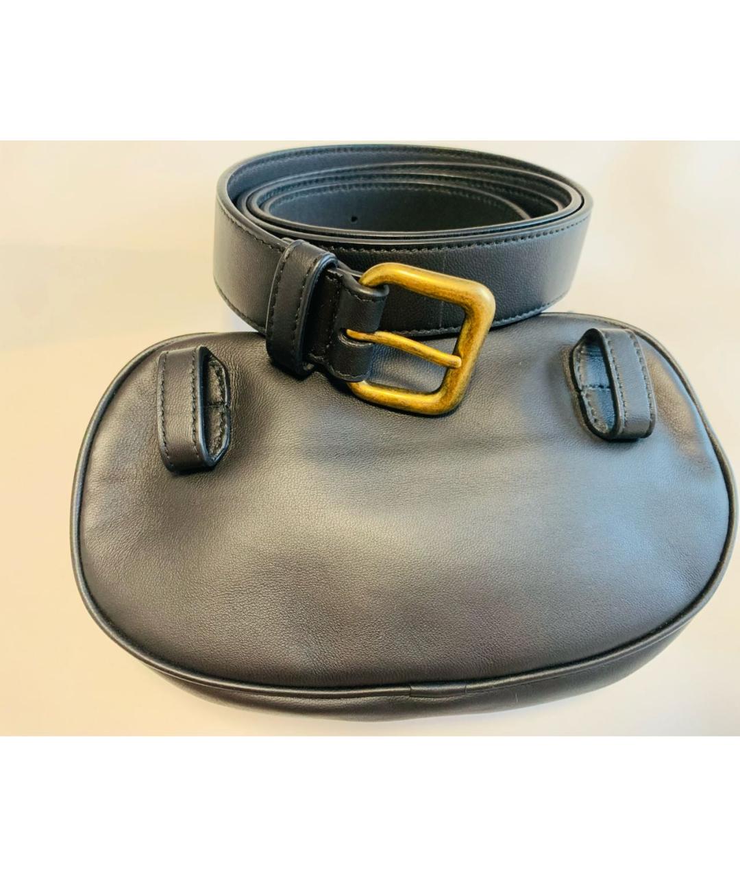 BOTTEGA VENETA Черная кожаная поясная сумка, фото 3