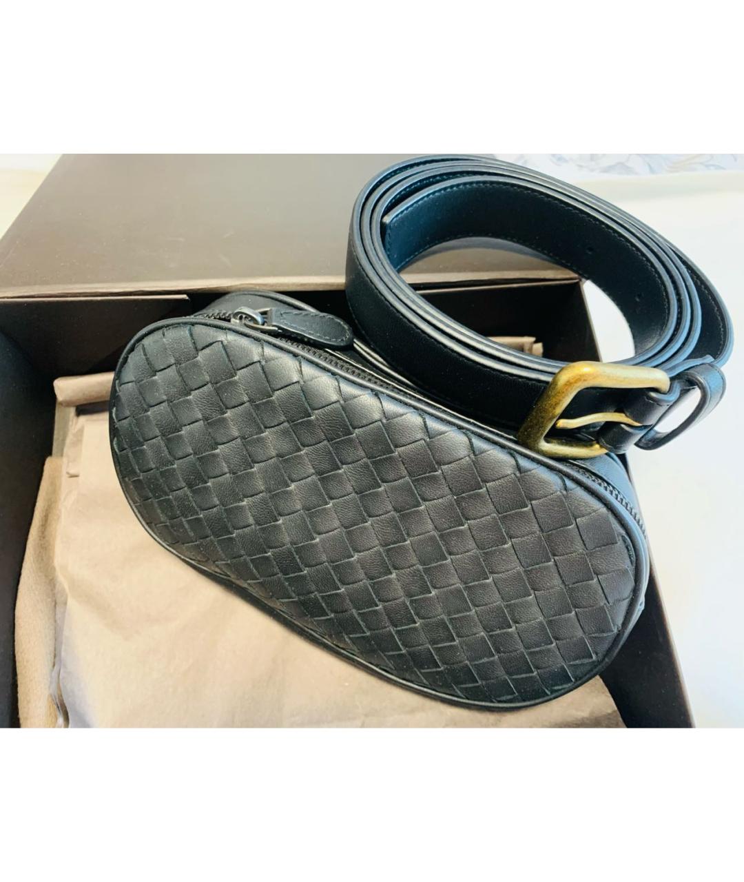 BOTTEGA VENETA Черная кожаная поясная сумка, фото 2