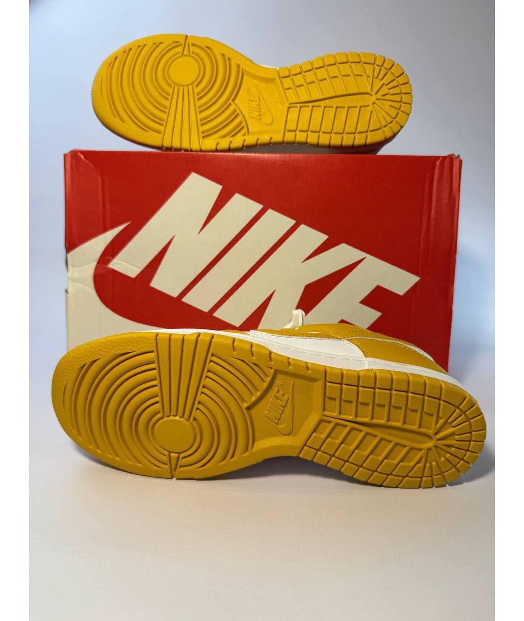 NIKE Желтые кожаные низкие кроссовки / кеды, фото 2