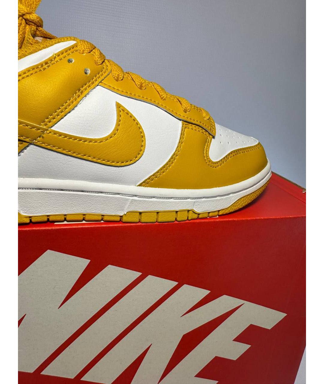 NIKE Желтые кожаные низкие кроссовки / кеды, фото 3