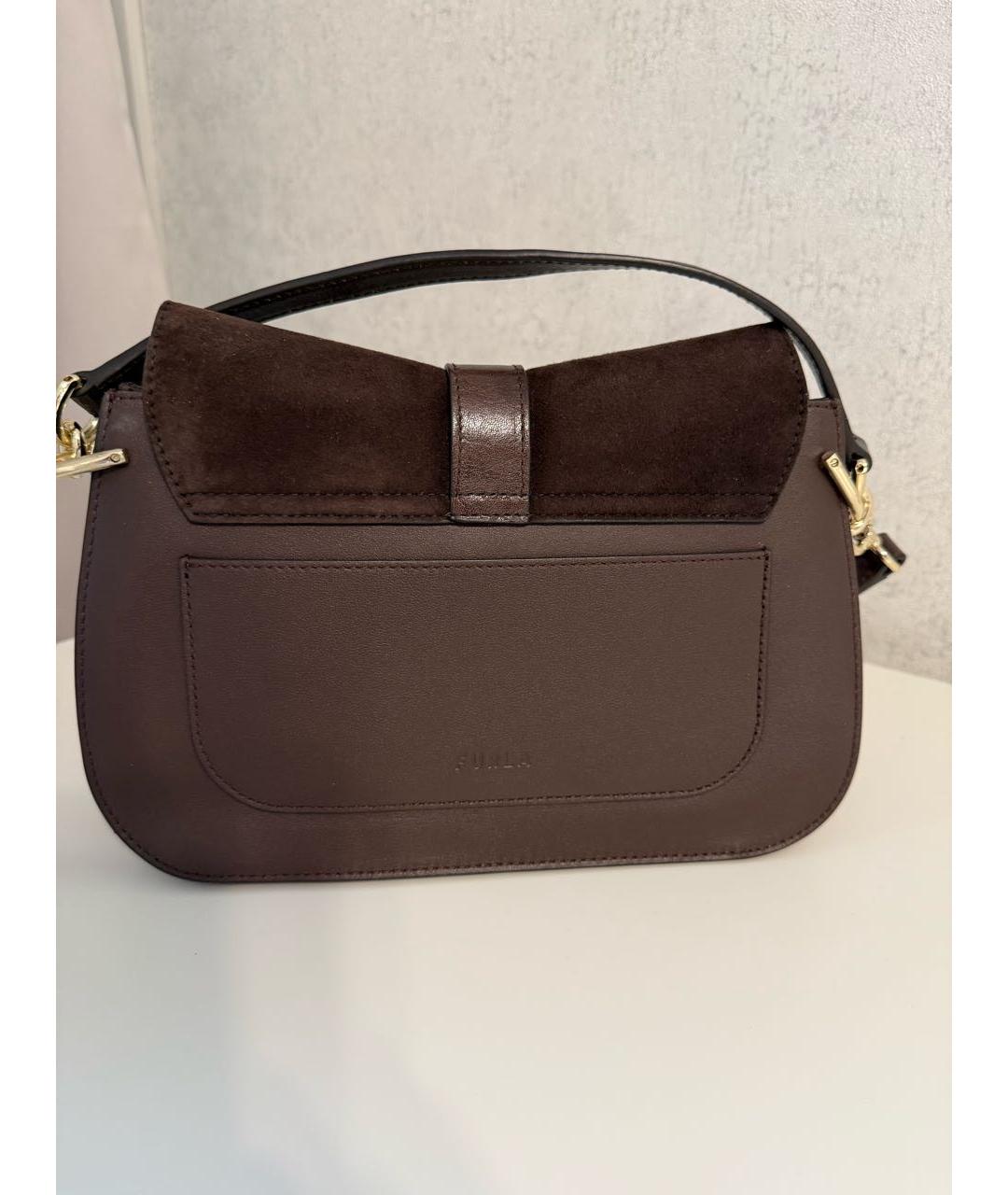 FURLA Коричневая замшевая сумка с короткими ручками, фото 4
