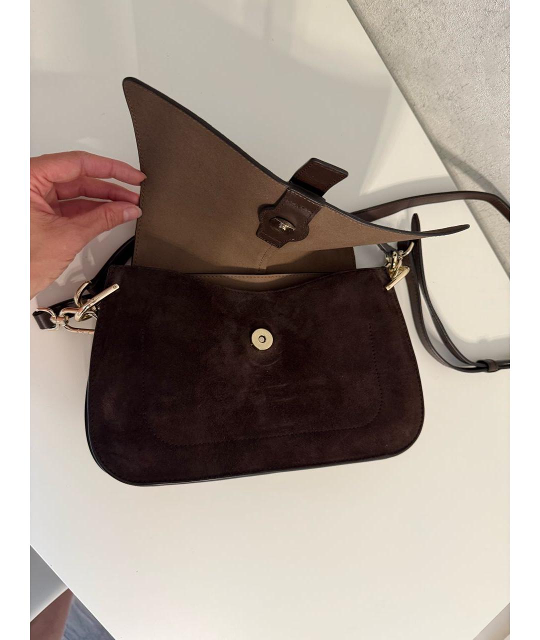 FURLA Коричневая замшевая сумка с короткими ручками, фото 9