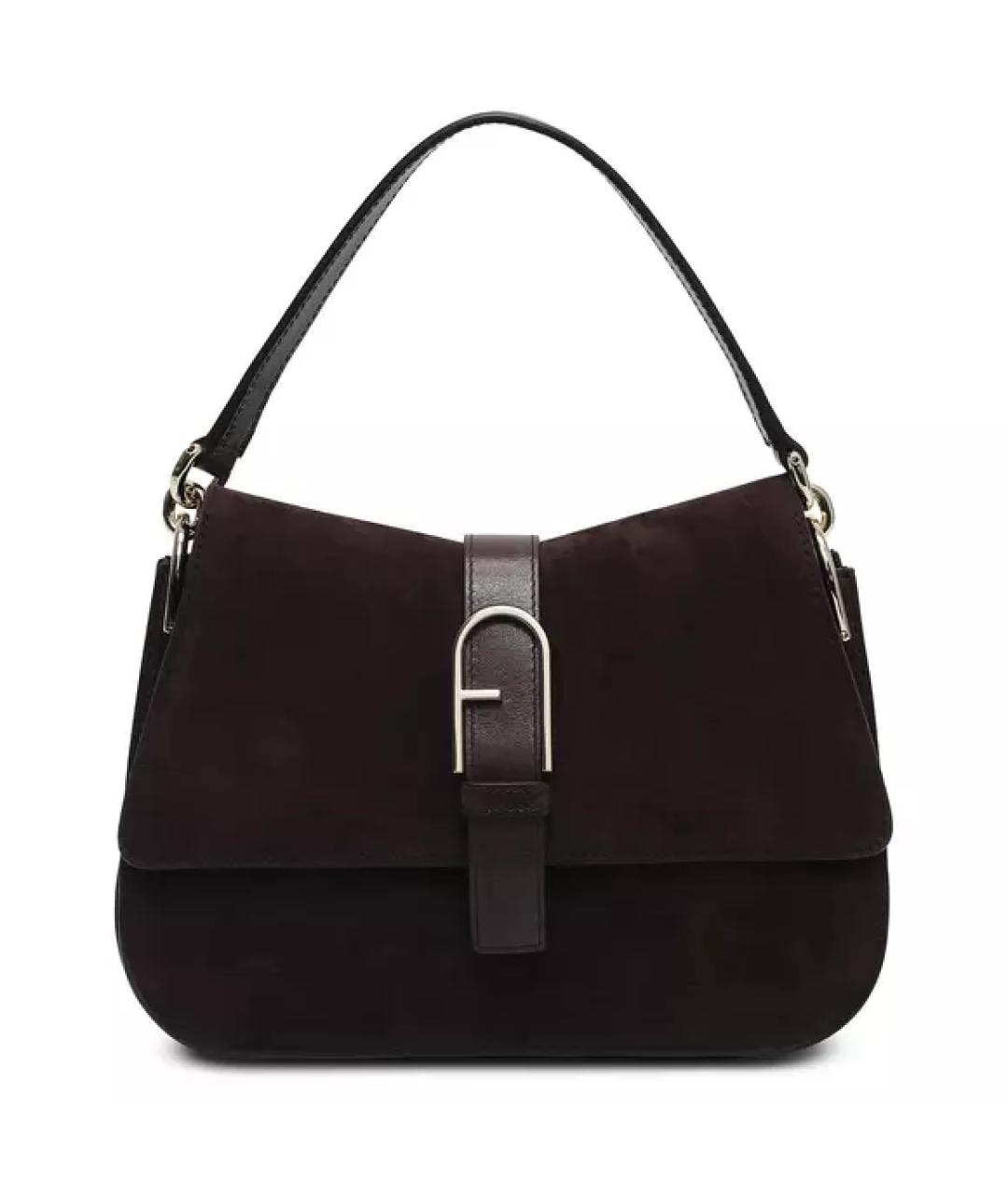 FURLA Коричневая замшевая сумка с короткими ручками, фото 1