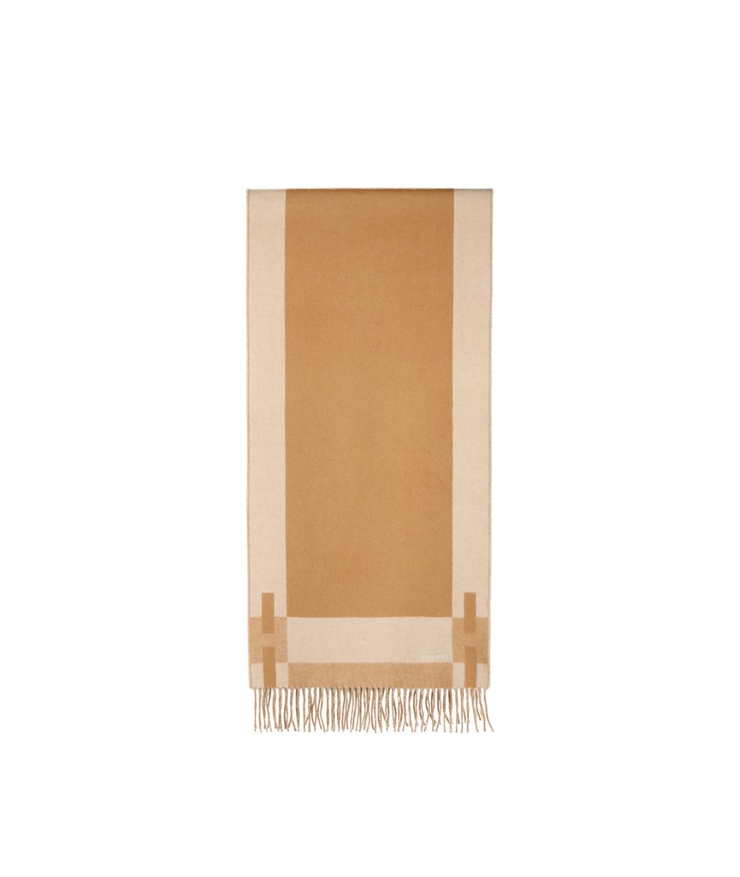 HERMES Бежевый кашемировый шарф, фото 2