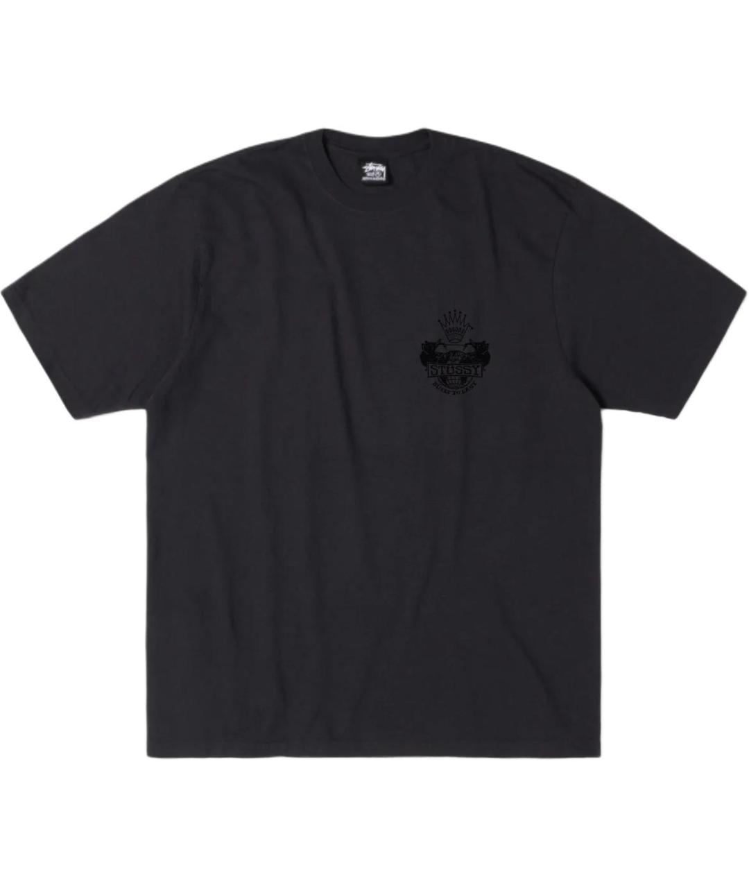 STUSSY Черная хлопковая футболка, фото 1
