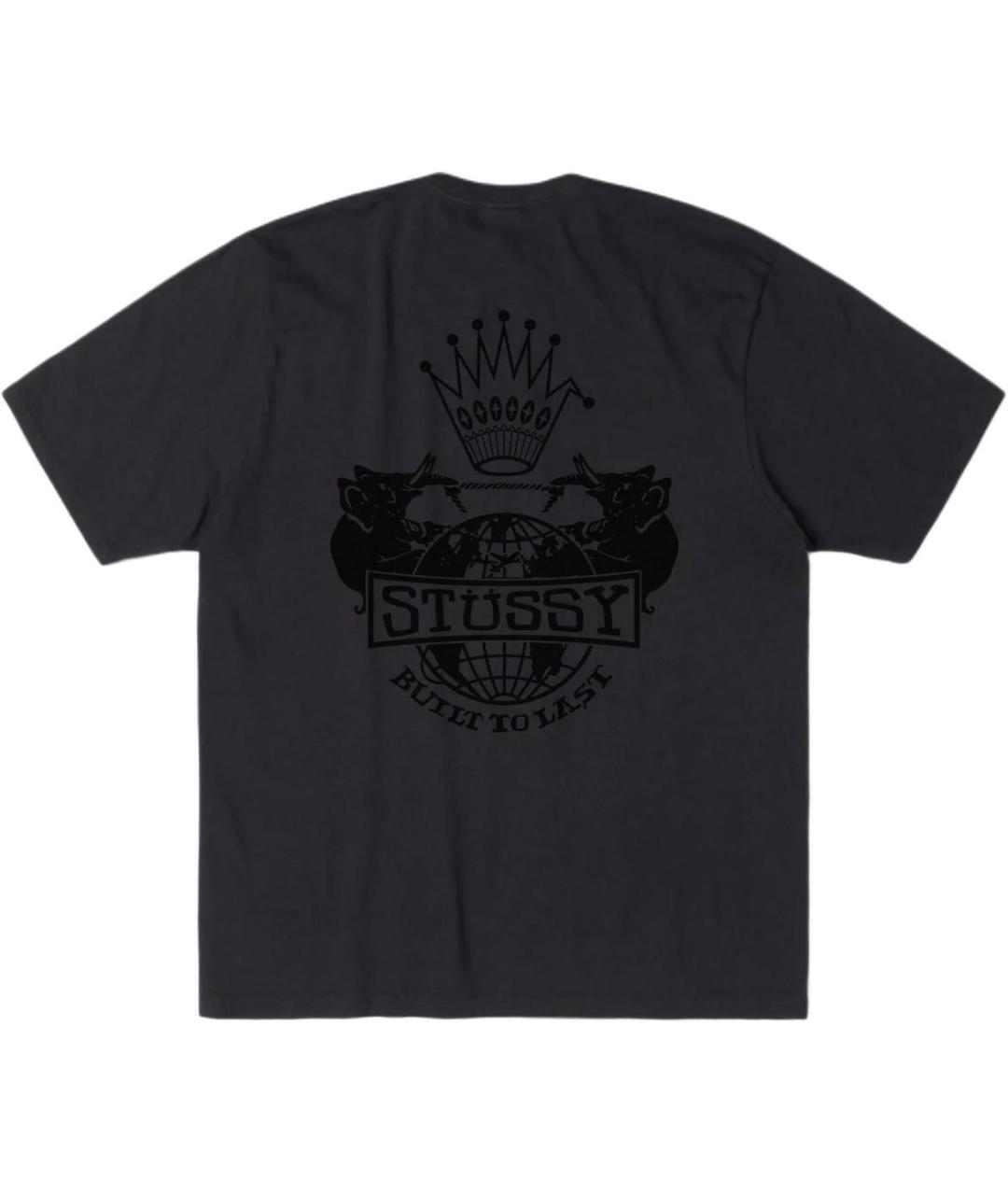 STUSSY Черная хлопковая футболка, фото 2