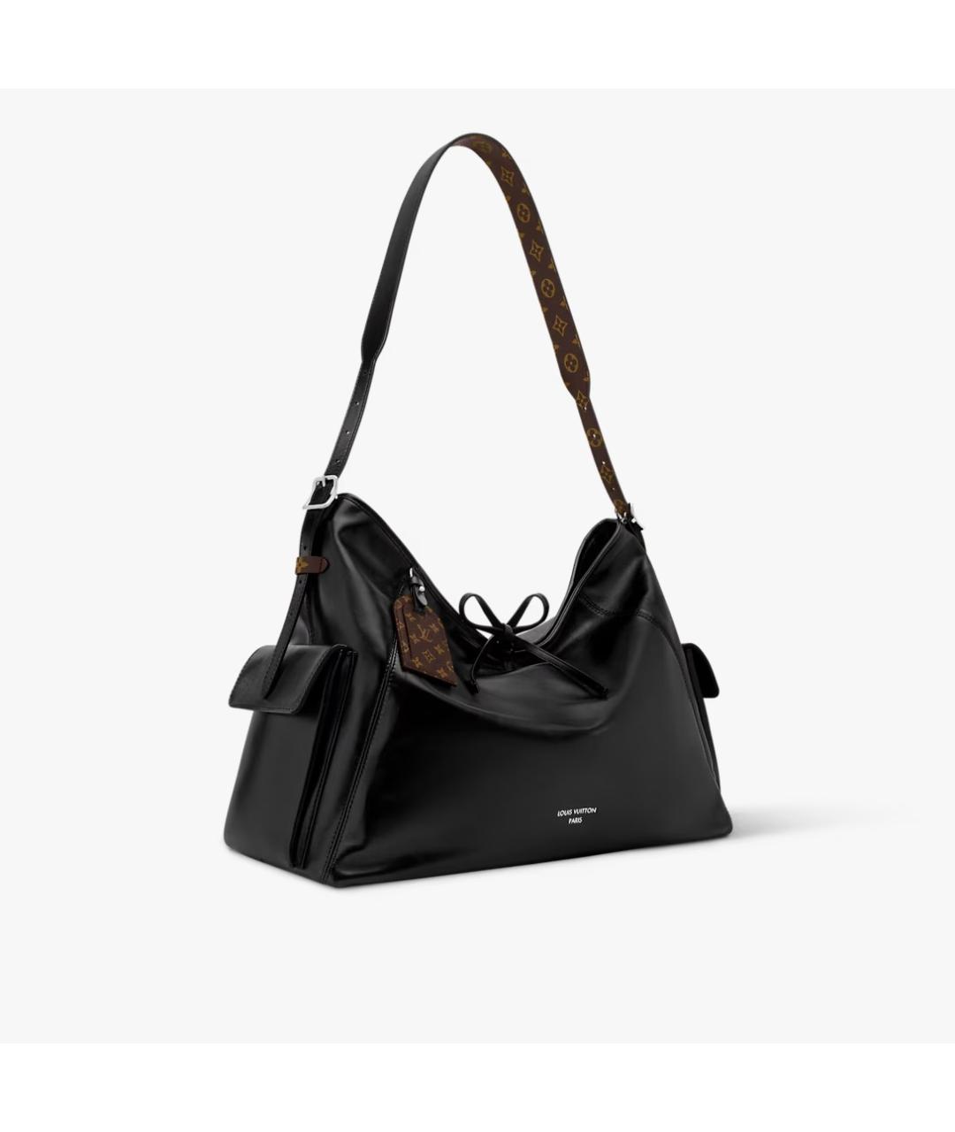 LOUIS VUITTON Черная кожаная сумка через плечо, фото 3