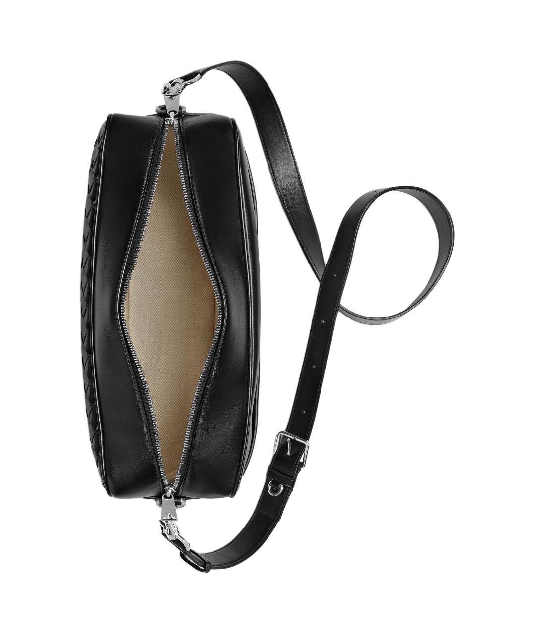 BOTTEGA VENETA Черная кожаная сумка на плечо, фото 4