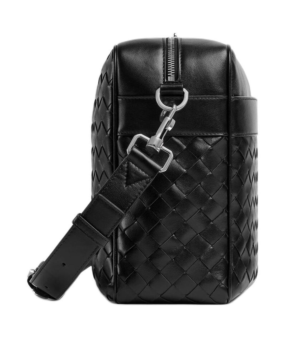 BOTTEGA VENETA Черная кожаная сумка на плечо, фото 2