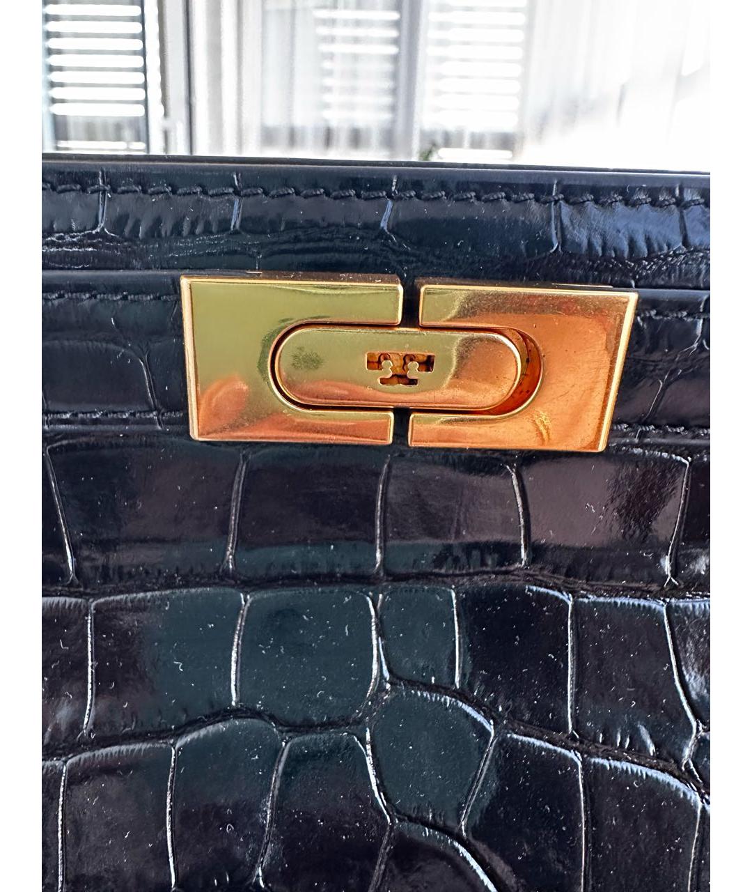 TORY BURCH Черная сумка с короткими ручками из лакированной кожи, фото 5