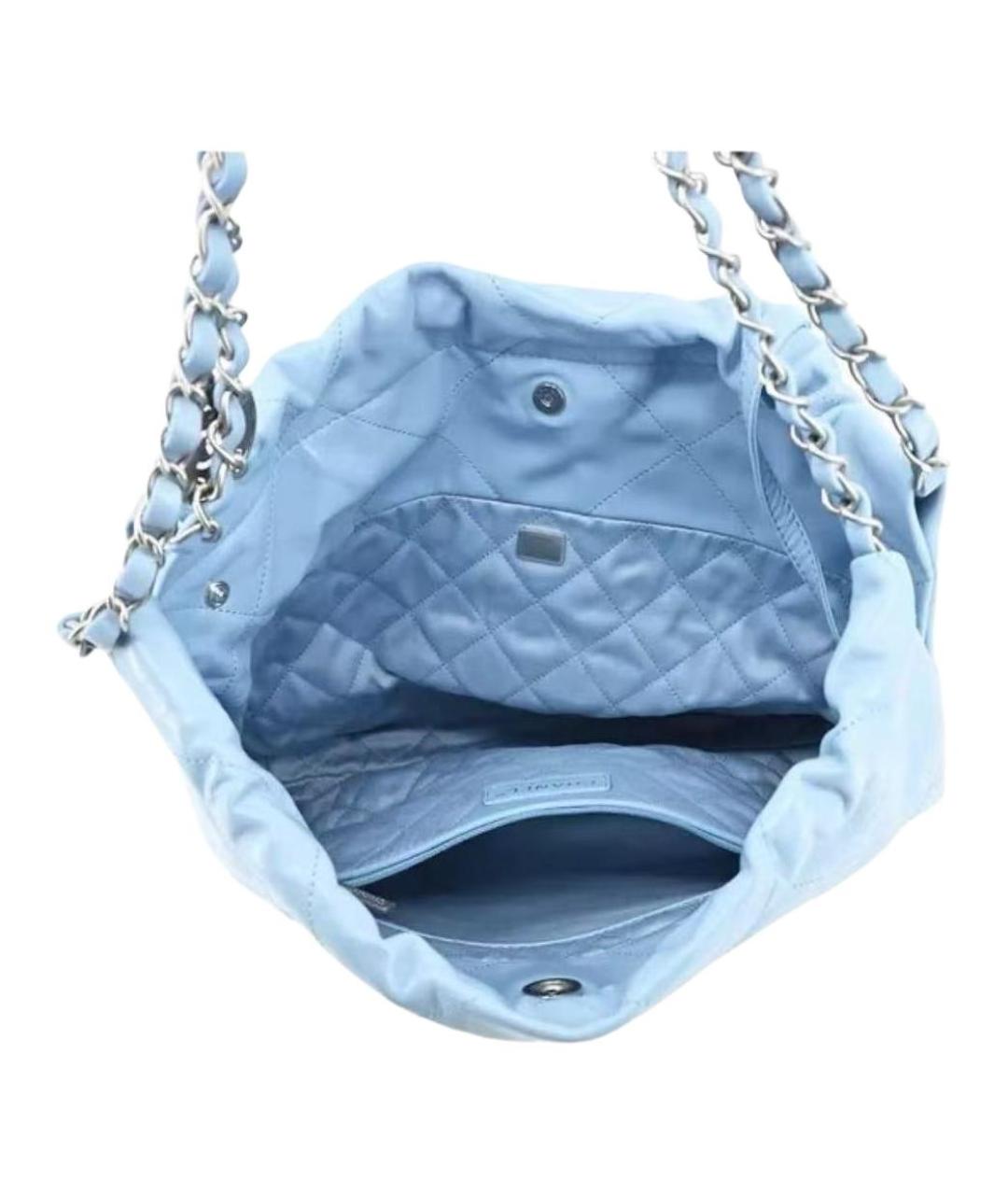CHANEL Голубая кожаная сумка через плечо, фото 3