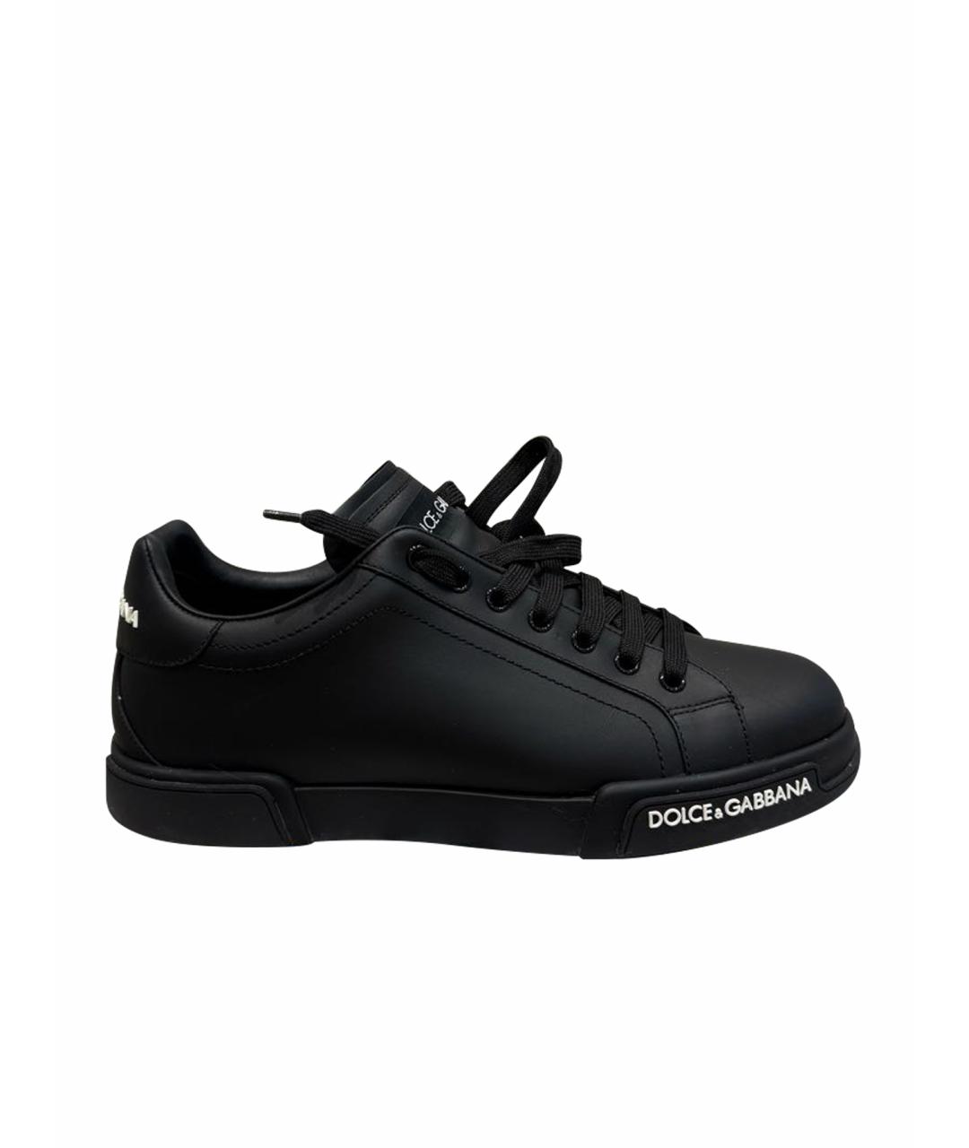 DOLCE&GABBANA Черные кожаные низкие кроссовки / кеды, фото 1