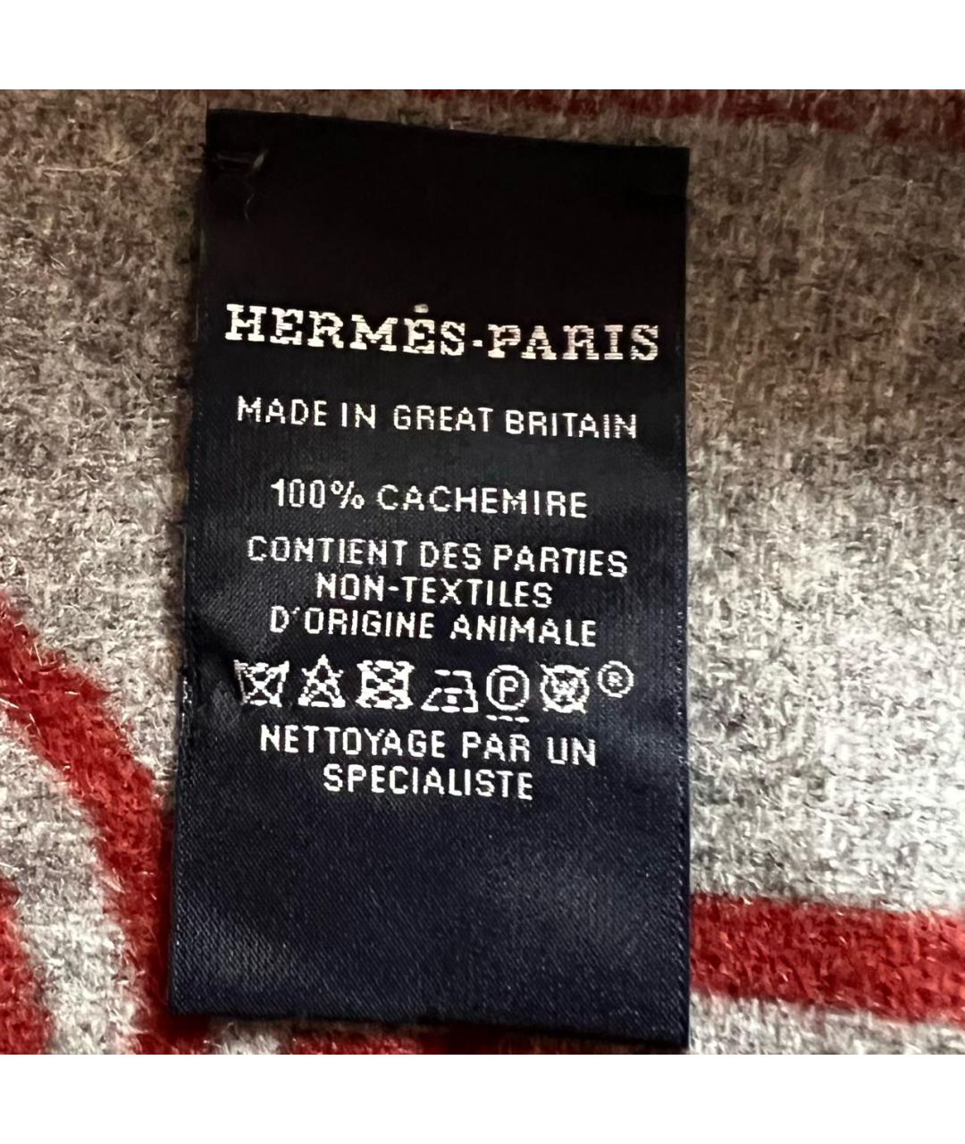 HERMES Бордовый кашемировый шарф, фото 6