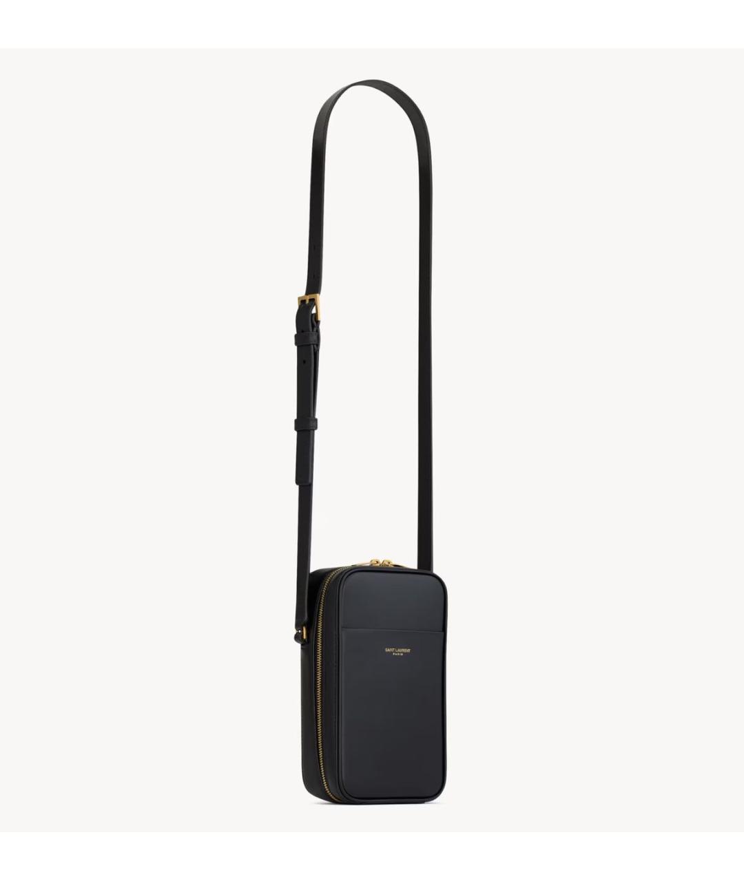 SAINT LAURENT Черная кожаная сумка на плечо, фото 4