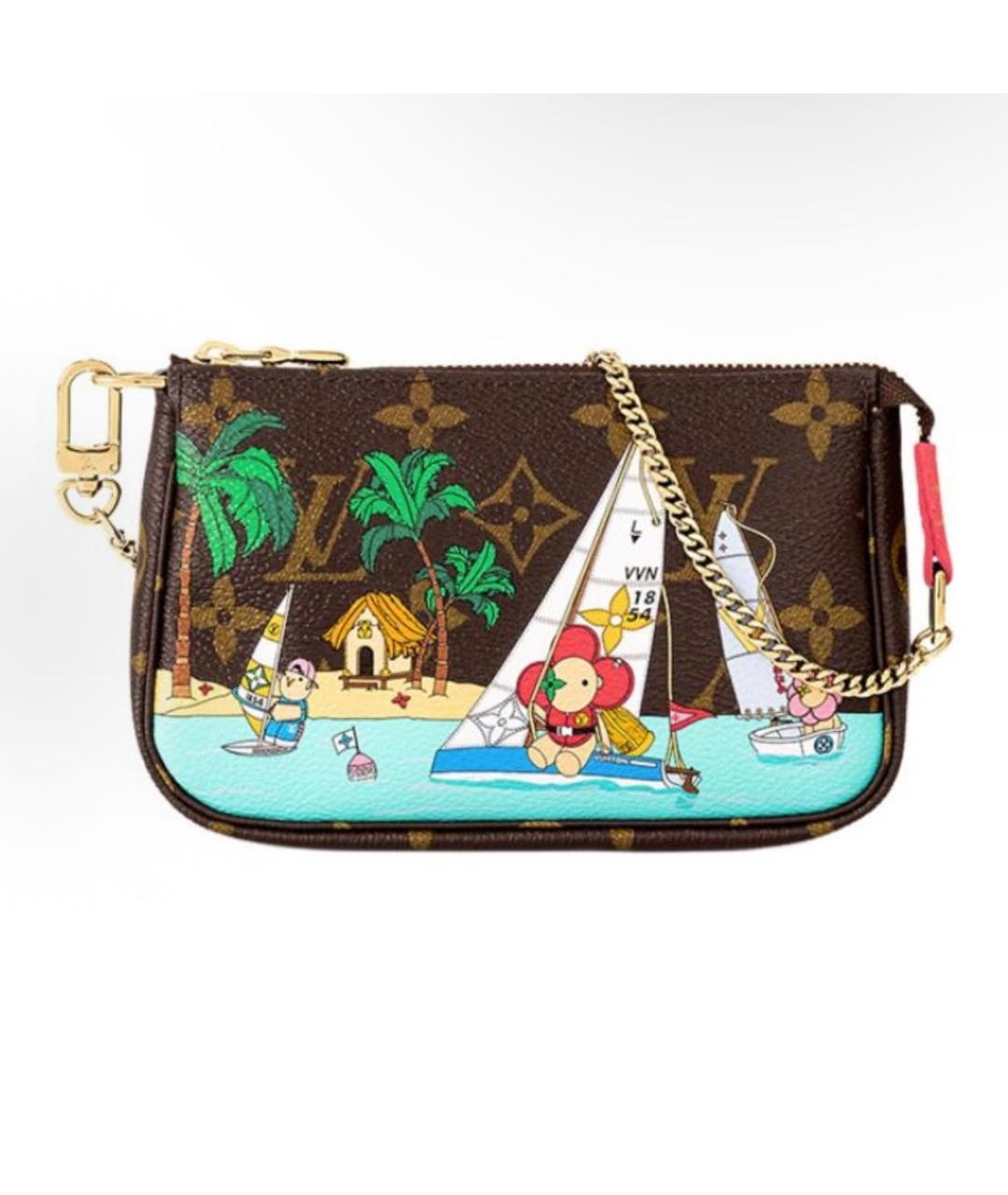 LOUIS VUITTON Коричневая кожаная сумка через плечо, фото 6