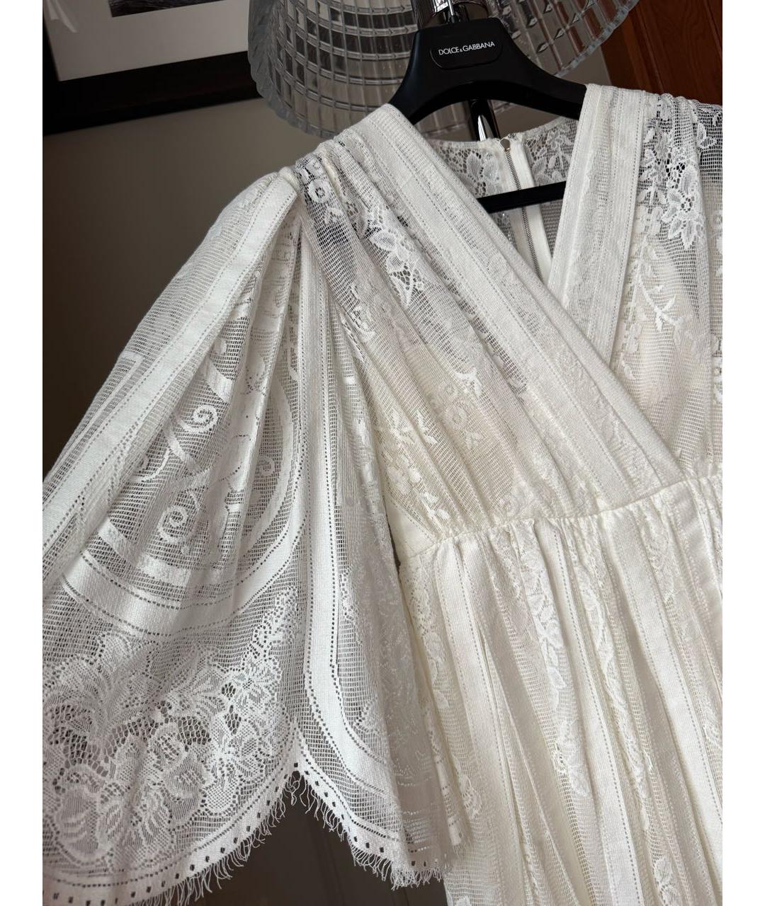 DOLCE&GABBANA Белое кружевное коктейльное платье, фото 4