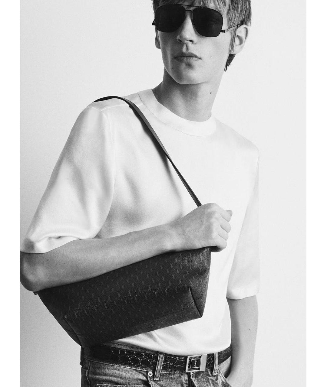 SAINT LAURENT Коричневая хлопковая сумка на плечо, фото 2