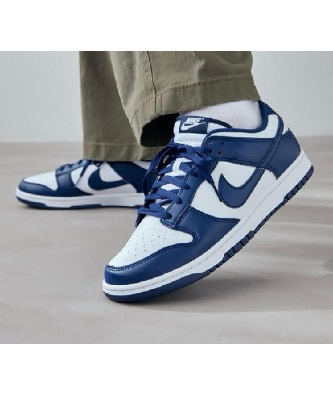 NIKE Темно-синие кожаные низкие кроссовки / кеды, фото 8