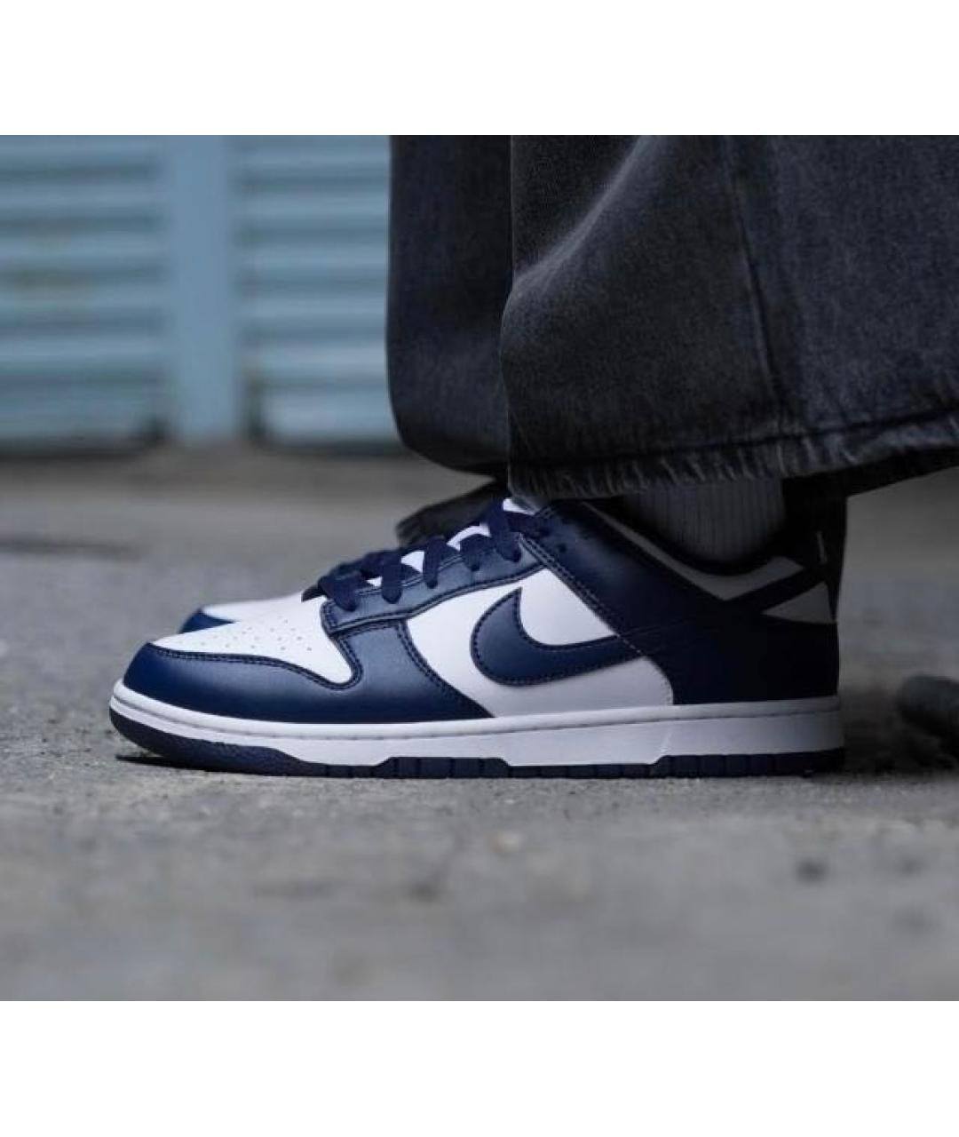 NIKE Темно-синие кожаные низкие кроссовки / кеды, фото 7